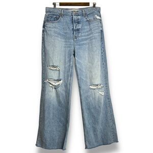 GRLFRND The Brooklyn High Rise Loose‎ Straight Distressed Cutoff Raw Hem Jean 31